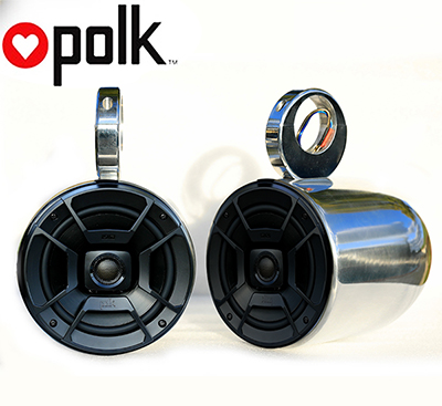Pair of 6.5in Single Aluminum Pods Polk DB652 300Watt Marine Speaker Installed
